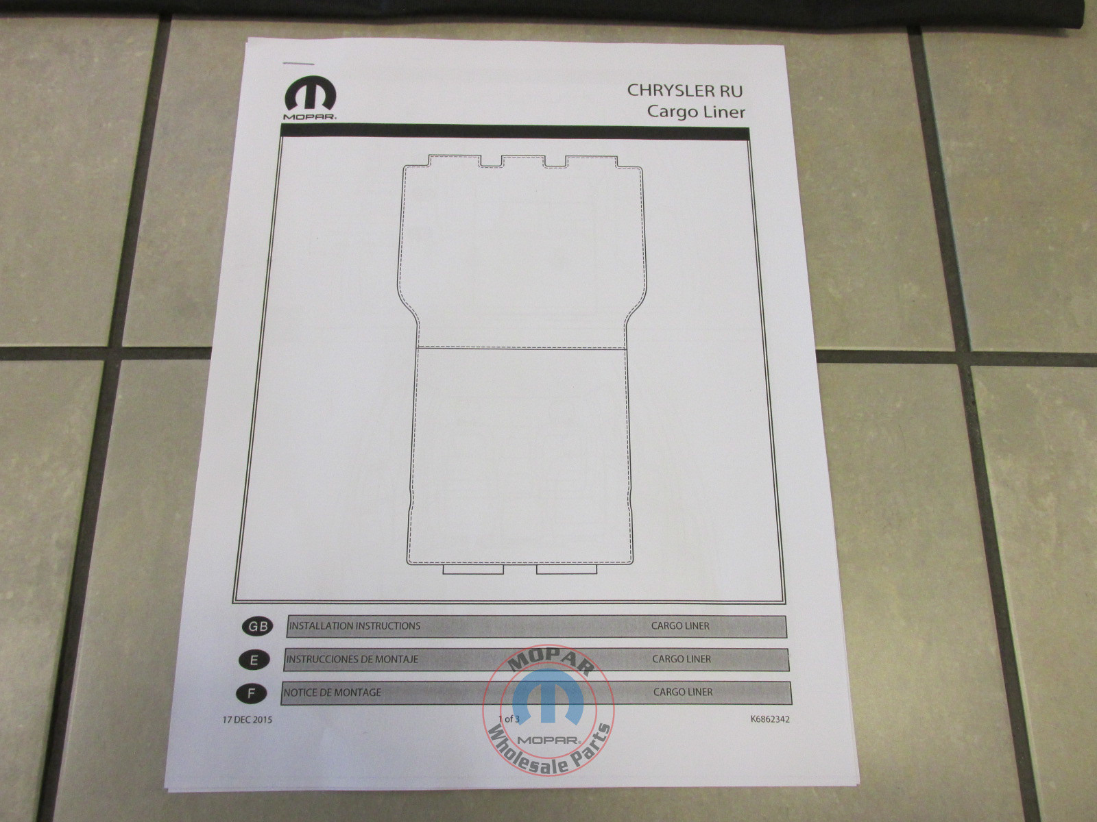 CHRYSLER PACIFICA Rear Cargo Vinyl Area Liner NEW OEM MOPAR eBay