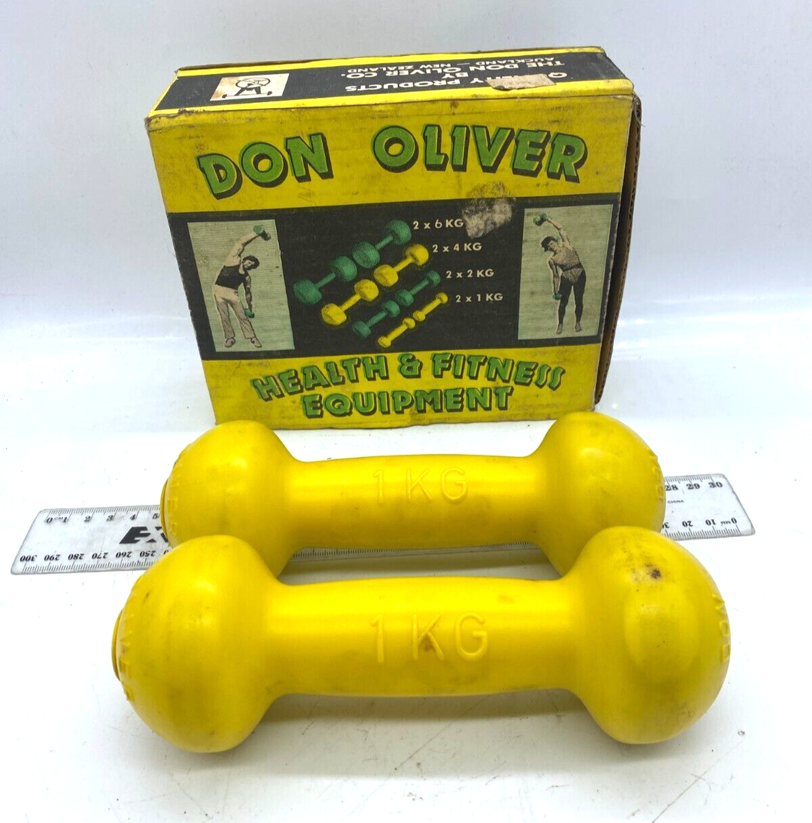 Weight Training Don Oliver Barbell Set Vintage Yellow Don Oliver