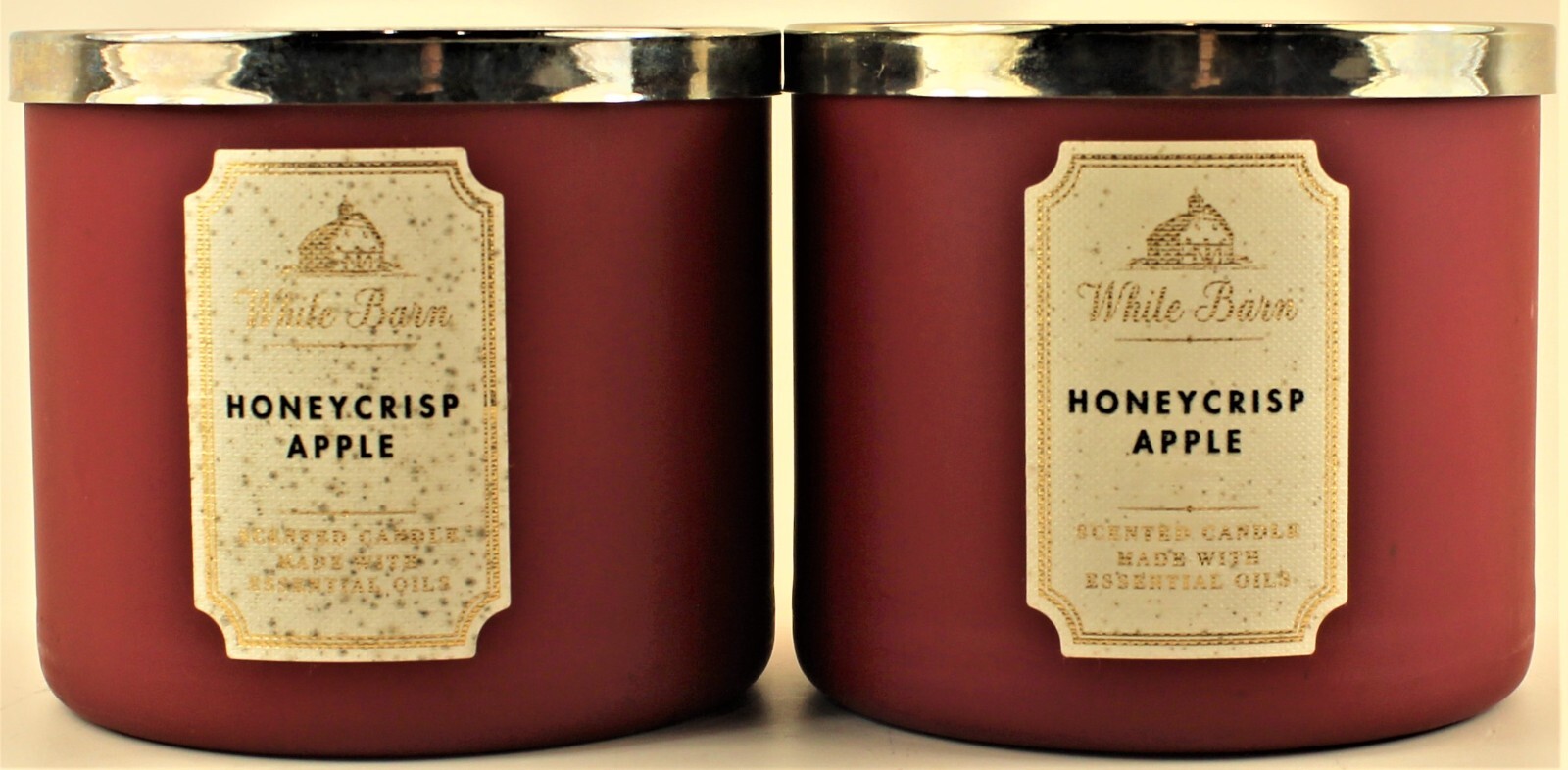 QTY 2 Bath & Body Works White Barn HONEYCRISP APPLE 3Wick 14.5 Oz