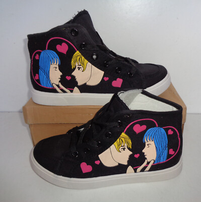 Ladies New Casual Womens Black Trainers Shoes Mid Top UK Size