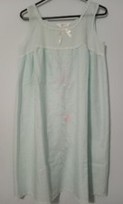 Vtg Katz Nightgown Shift Powder Blue Knee Length Embroidery Flowers