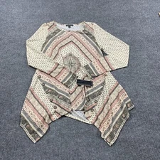 Signature Studio Blouse Womens Extra Large XL All Over Print Long Sleeve Stretch