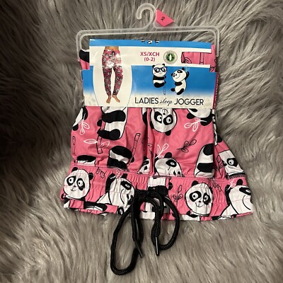 Briefly Stated Pajama Jogger Pants Womens Size XS (0-2) Pink Panda Bear Pajamas