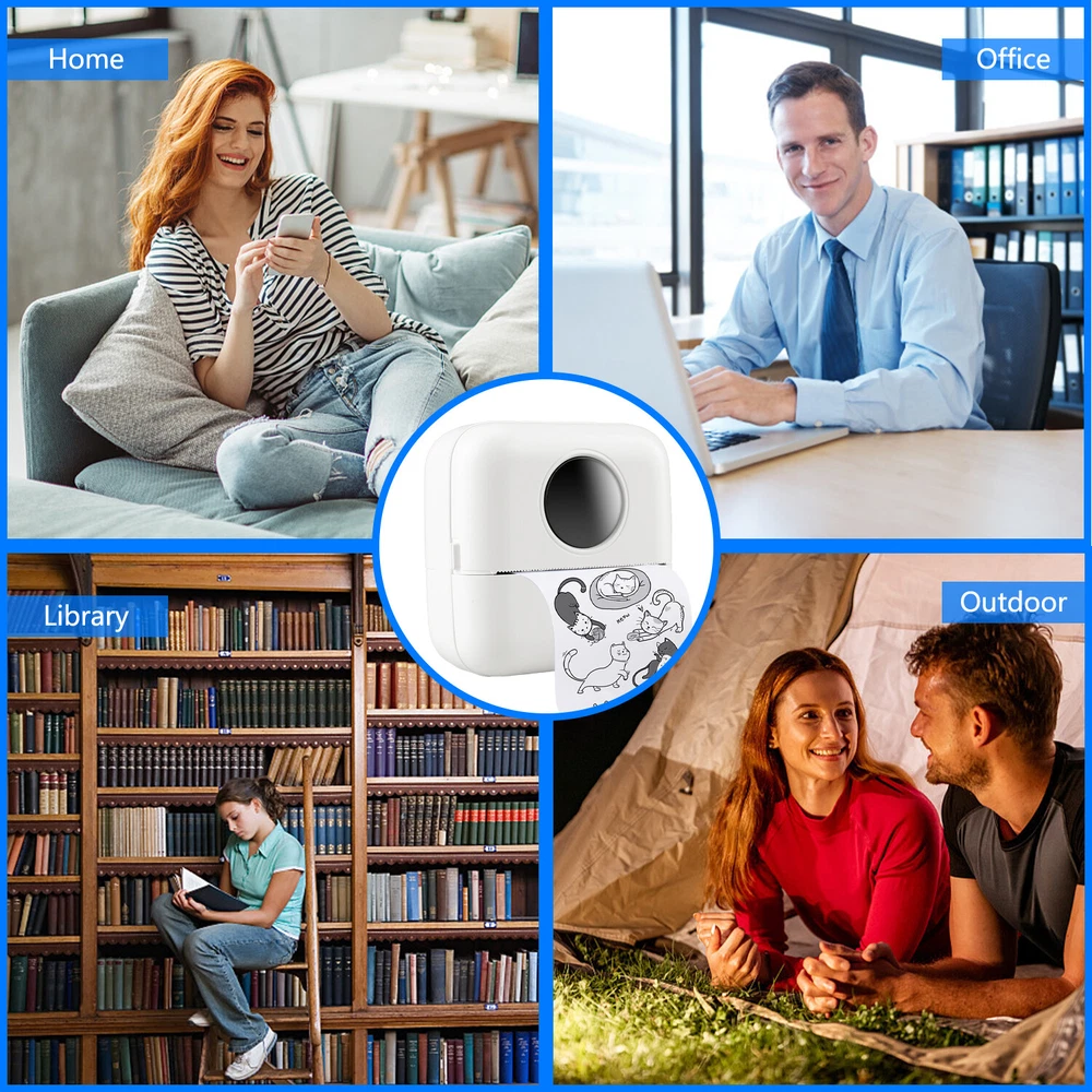 Mini Bluetooth Portable Inkless Thermal Photo Printer with Roll Paper  