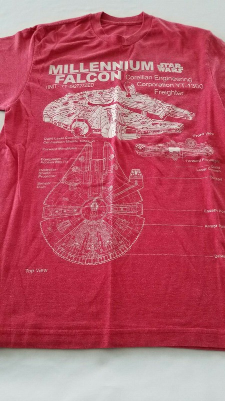 Star Wars Mens Red Graphic TShirt Millenium Falcon RED