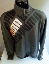 PUMA Full Zip Fleece Lined-Mock Neck-Sweatshirt Jacket/PUMA Spellout-SZ LG Gray
