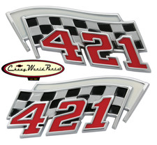 62 - 64 Pontiac 421 Front Fender Emblem Pair Bonneville Grand Prix Catalina 62 - 64 Pontiac 421 Front Fender Emblem Pair Bonneville Grand Prix Catalina