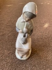 Porcelain Figure Nao by Lladro Girl with Rabbit#0522.