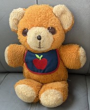 Fisher-Price 1975 Stuffed Bear Plush Toy Apple Bib MPN 418 Made in Mexico 12
