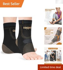 Copper Ankle Brace 2 Pack - Large Breathable Support for Pain Relief  Recovery