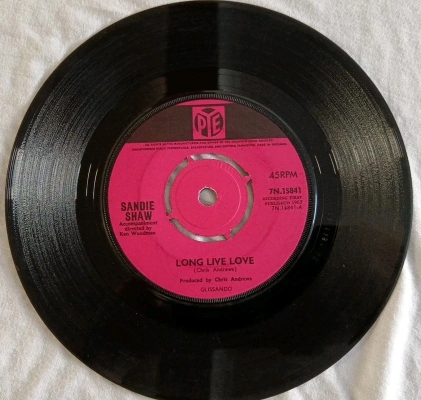 Sandie Shaw-Long Live Love/I've Heard About Him Vinyl 7" Single.1965 Pye 7N15841 - Image 3 of 4