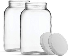 - 1 Gallon Jar with White METAL Airtight Lid Glass Canisters