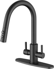 Matte Black Stainless Steel Kitchen Faucet with Sprayer Two Handles