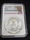 1987 S Silver Eagle NGC MS69 Struck At San Francisco Mint Trolley Car Label