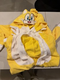 Sonic The Hedgehog Adult Tails Costume Large Button Up One Piece With Hood Tails