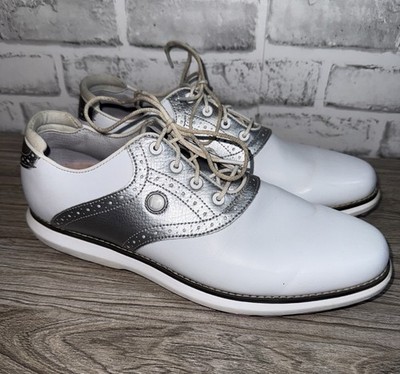 FootJoy Golf FJ Traditions Spikeless Shoes White/Silver/Purple