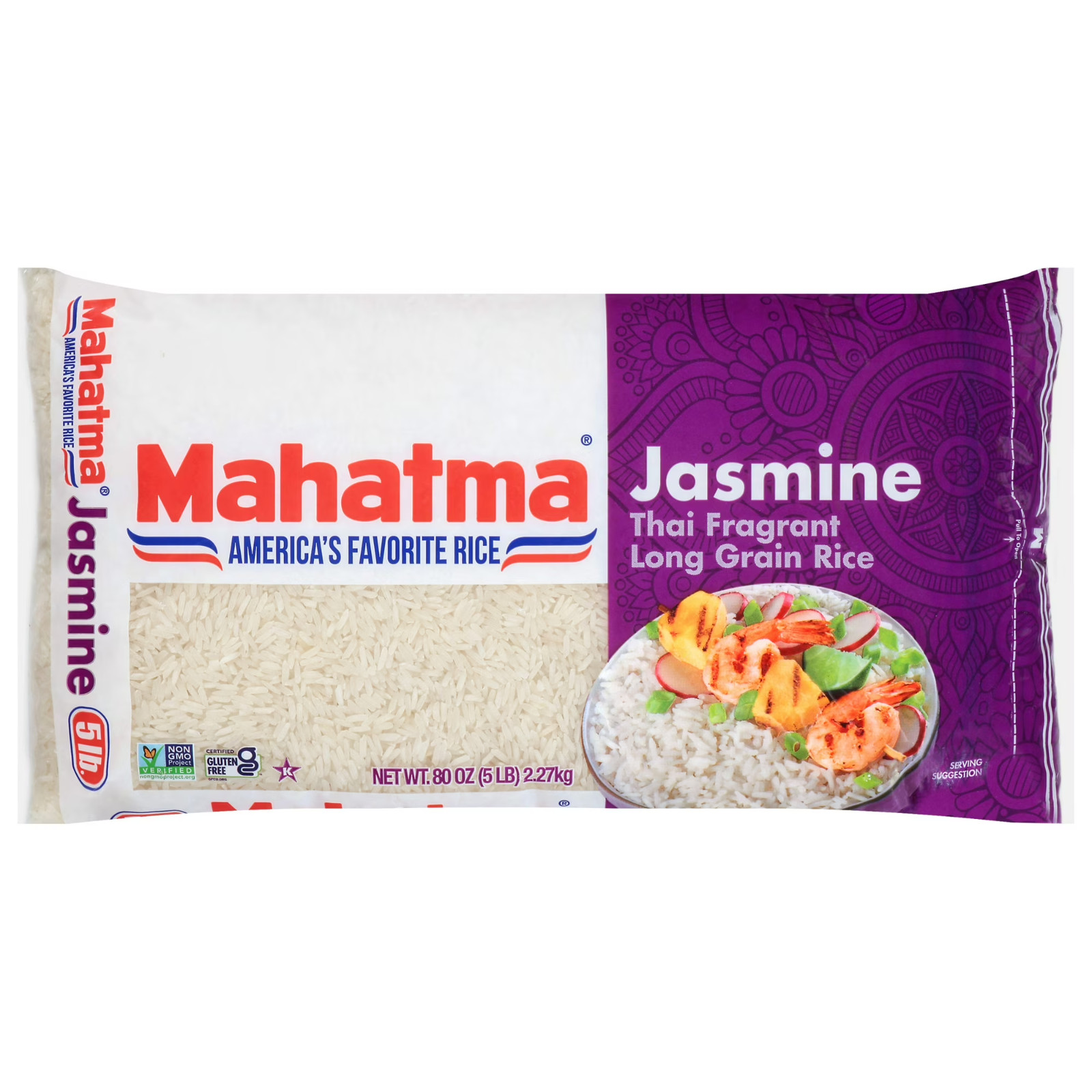 Arroz fragante tailandés de grano largo enriquecido con jazmín Mahatma 5 libras