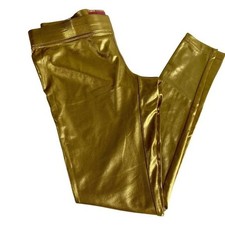 Tipsy Elves Leggings Women's Sm Gold Metallic Shiny Disco Pants Festival Costume