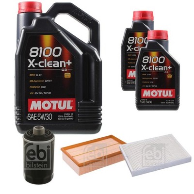 FEBI BILSTEIN Inspektionspaket 7L Motul 8100 X-clean+ 5W30 für VW Multivan VI