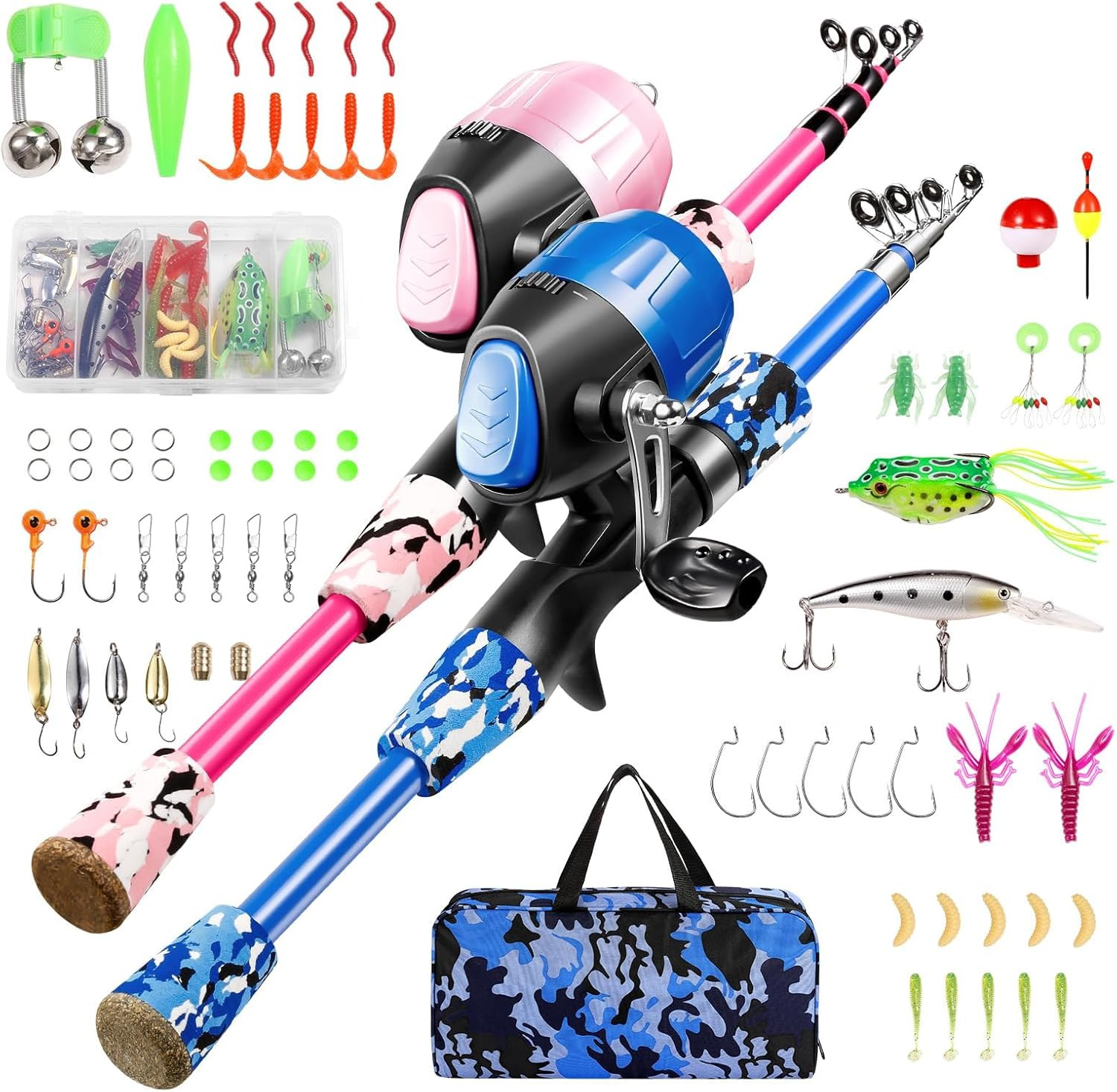 Kids Fishing Pole - Telescopic Fishing Rod and Reel Combo Ki