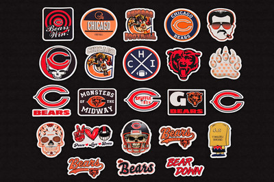Football Inspired Stickers Go Bears, Bears Win, Bear Down Chicago Bears Decals