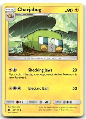 Charjabug 51/149 SM Base Set Uncommon Normal Pokemon TCG LP