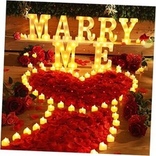 Marry Me Letter Lights, Night Light Decoration with 4000 Pcs Rose Petals, Red