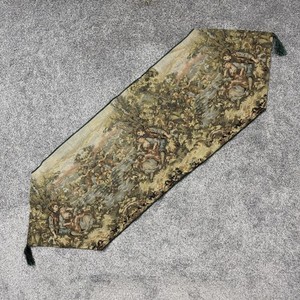 VTG 80s 90s Tapestry Table Runner 15x44.5 Tassel French Cozy Prairie Cottagecore