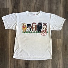 Vintage Cow T-Shirt Men's Size L White Made In The USA 1980s