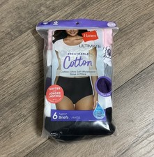 Hanes Ultimate 6-Pair Women's Brief Underwear Panties Cotton Breathable M/6
