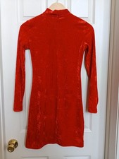 Urban Outfitters Velvet Long Sleeve Mini Dress Red Size S-P