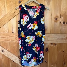 Old Navy Shift Dress Womens Medium Navy Floral V-Neck Sleeveless Casual Sun Boho