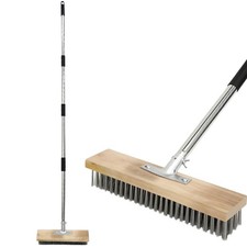 Wire Broom Head 11” Metal Bristle Brush For Patio & Driveway Moss Removal 64”