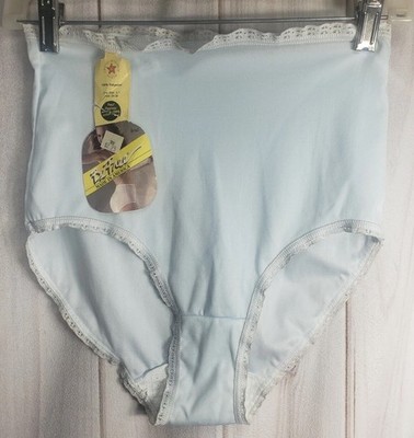 Vintage Be Free Medium L Brief Underwear Blue USA Granny Panty Lace Trim NEW NOS