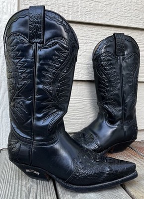 Sendra Men's 8 Black Leather Western Cowboy Boots Spain