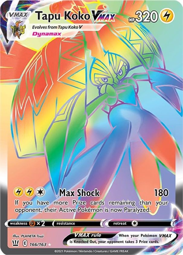 Tapu Koko VMAX - 166/163 - Pokemon Battle Styles Sword & Shield Secret Rare NM