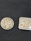.999 SILVER .25 QUARTER OUNCE 1/4 OZ BULLION SUNS LIBERTY & 1942 Mercury Dime