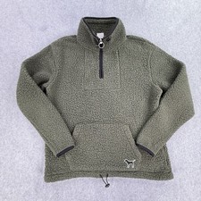 Victoria s Secret Pink Women s Size Small Green Sherpa Pullover 1/4 Quarter Zip