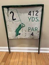 Vintage Metal Golf Course Hole Sign- Hole 2 - 412 Yards- Par 4.