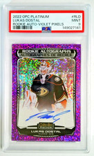 2022 OPC Platinum Lukas Dostal Rookie Auto Violet Pixels /99 PSA 9 Ducks RC Auto