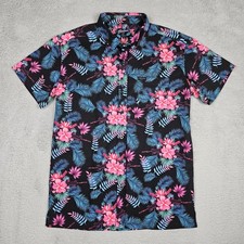 Retro Rifle Mens Medium Black Hawaiian Guns Shirt Short Sleeve Button Up Tropics