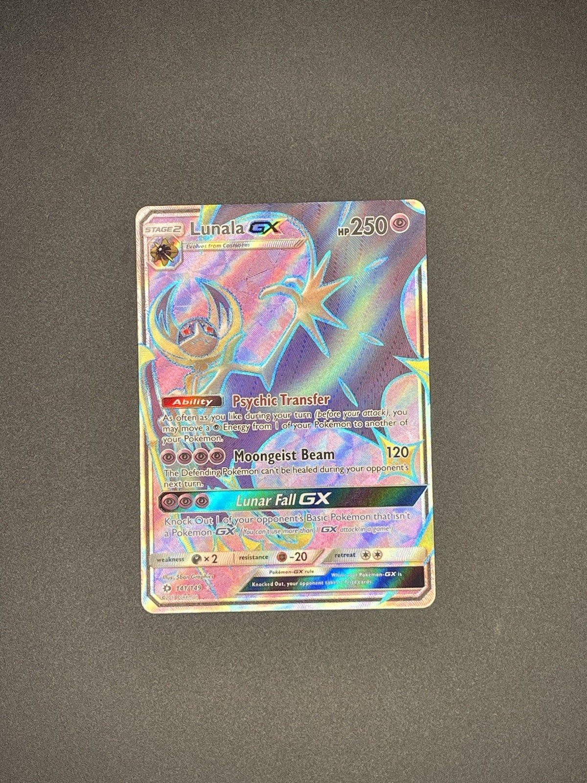 Lunala GX 141/149 - Sun & Moon - Full Art Holo Pokemon Card - Near Mint (NM)