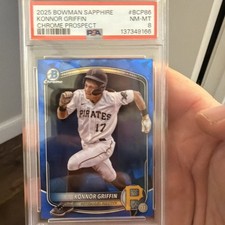 2025 BOWMAN SAPPHIRE EDITION CHROME PROSPECTS #BCP86 KONNOR GRIFFIN PSA 8