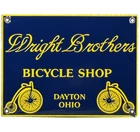 VINTAGE WRIGHT BROTHERS BICYCLE SHOP PORCELAIN SIGN BIKE SHOP DAYTON OHIO PENNY