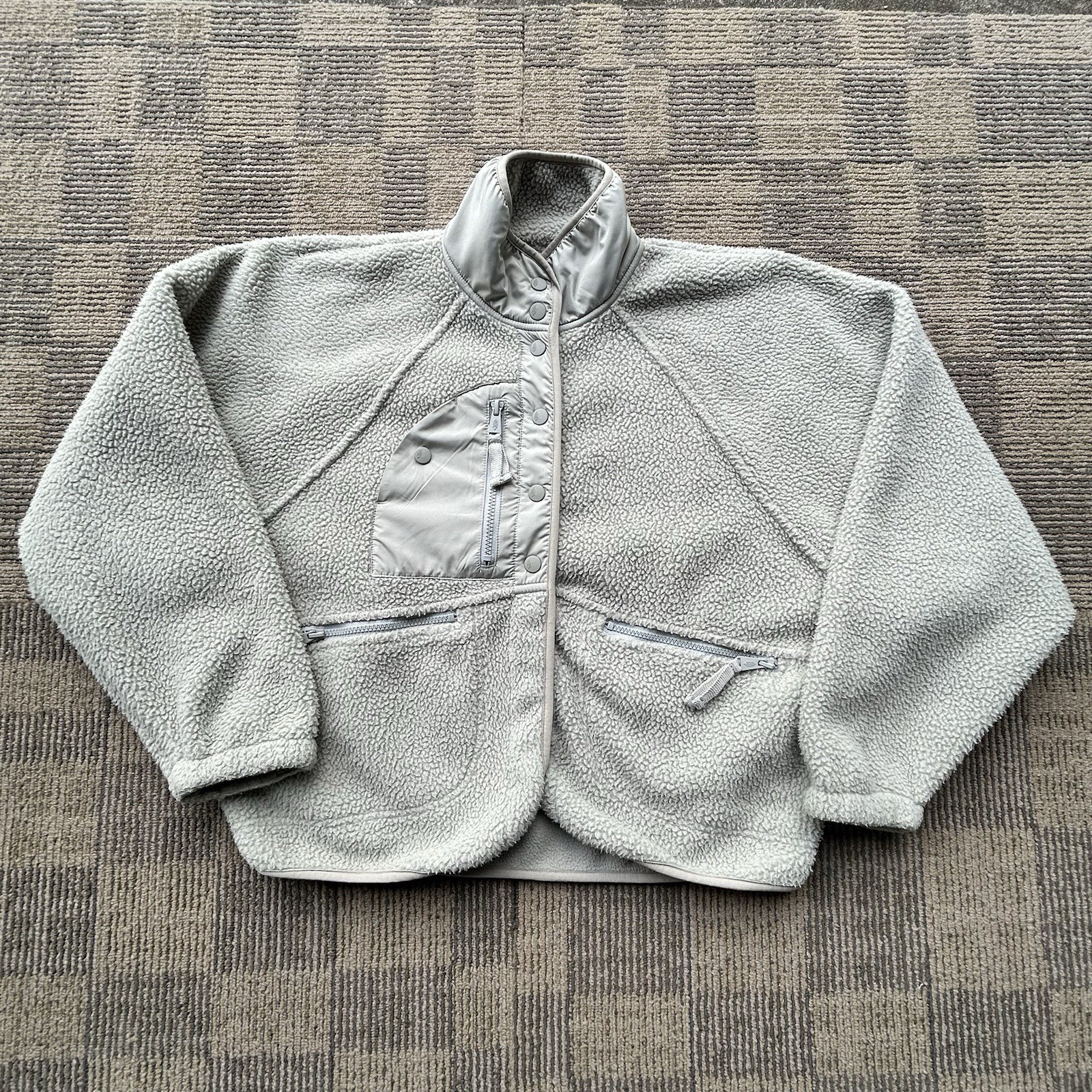 Free People FP Movement Hit The Slopes Taupe Fleece Jacket Small