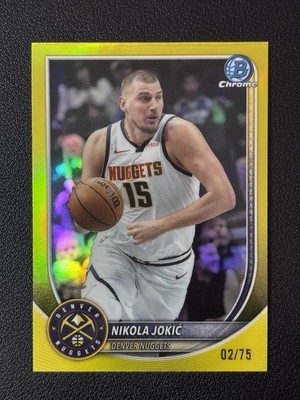 2025-26 Bowman Chrome Nikola Jokic Yellow Wave Refractor /75 Nuggets #BCV-100