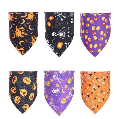 6 Pcs Halloween Elements Dog Bandana Reversible for Triangle Bibs Scarf Attire P