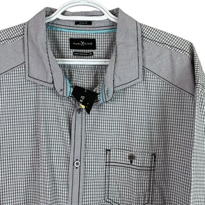 Marc Ecko Button Up Shirt Mens 2XL Black White Contrast Stitch Slim Fit NEW