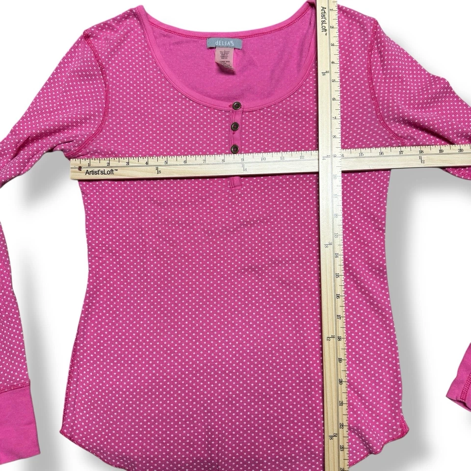 Top térmico dELiA*s Y2K para mujer L rosa a lunares Barbiecore tejido gofre Foto 3 de 4