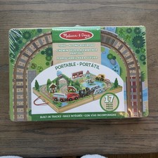 Melissa Doug Take-Along Railroad Portable Wooden Train Set 17 Pieces- NEW